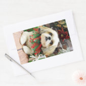 クリスマス – シーズー（犬）Tzu - Sophie 長方形シール (封筒)