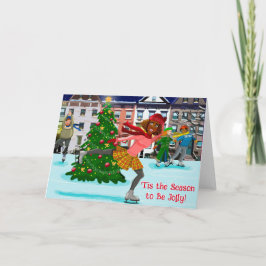 クリスマス シーン (スケート) 折りたたみ式グリーティング カード