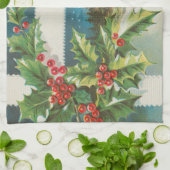 クリスマス シーン ホリー 雪 冬 キッチンタオル (折り畳み)