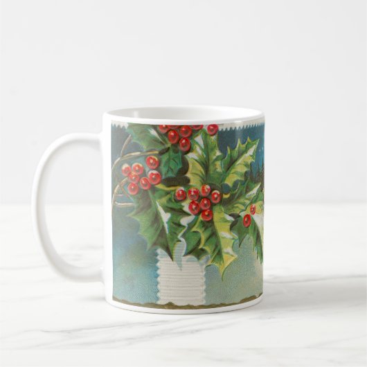 クリスマス シーン ホリー 雪 冬 コーヒーマグカップ (左)