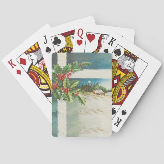 クリスマス シーン ホリー 雪 冬 トランプ (裏面)