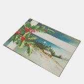 クリスマス シーン ホリー 雪 冬 ドアマット (アングル)