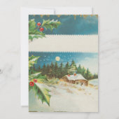 クリスマス シーン ホリー 雪 冬 招待状 (裏面)