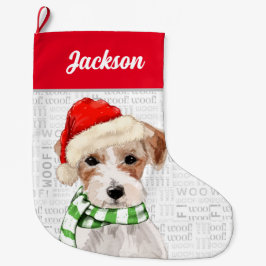 クリスマス・ジャック・ラッセル・テリア犬の名前 ラージクリスマスストッキング