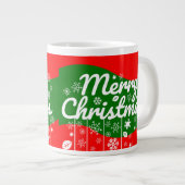 クリスマス ジャンボマグ - 白いオーナメント ジャンボコーヒーマグカップ (正面右)