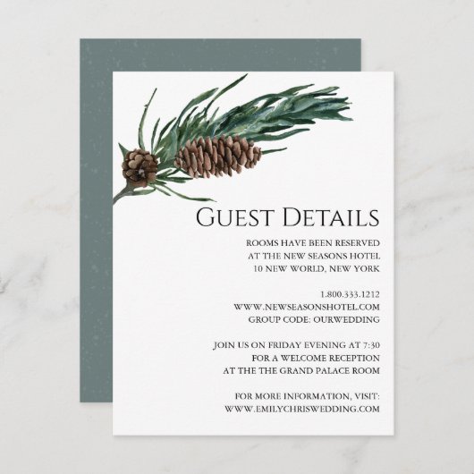 クリスマス・ジョイ |ウィンターウォーターカラーゲスト詳細 エンクロージャーカード (正面/裏面)