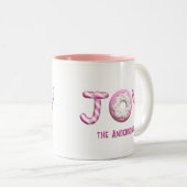 クリスマス・ジョイ |ピンクキャンディーケーンパーソナライズされた ツートーンマグカップ (正面右)