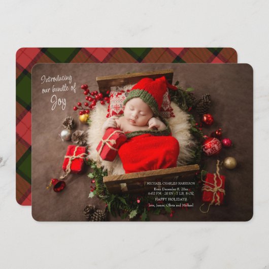 クリスマス・ジョイ・ホリデー誕生のお知らせ シーズンカード (正面/裏面)
