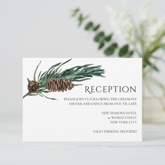 クリスマス・ジョイ | 水彩冬のレセプションカード 招待状 (スタンド正面)