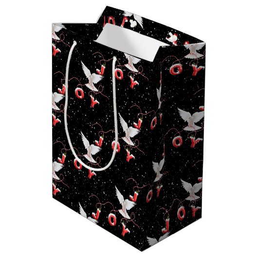 クリスマス・ジョイ・鳩と雪の結晶 ミディアムペーパーバッグ (裏面アングル)