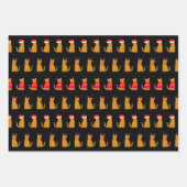 クリスマス・ジンジャーの猫たちフェスティバル帽子 ラッピングペーパーシート (正面)