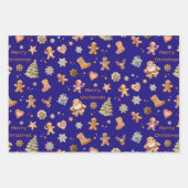 クリスマス・ジンジャーパンおもしろいかわいい ラッピングペーパーシート (正面3)