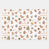 クリスマス・ジンジャーパンおもしろいかわいい ラッピングペーパーシート (正面)