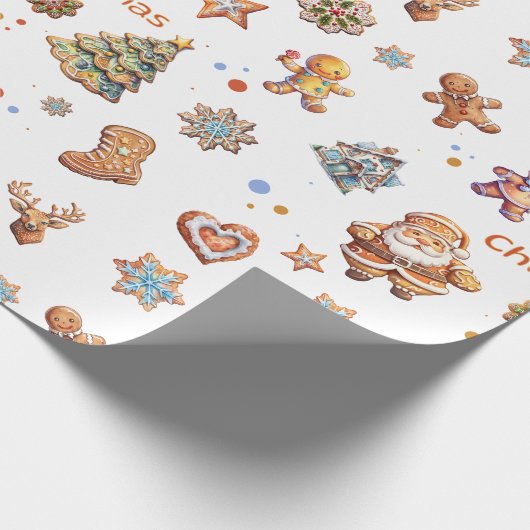 クリスマス・ジンジャーパンおもしろいかわいい ラッピングペーパー (角)
