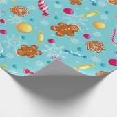 クリスマス・ジンジャーパンとキャンディ ラッピングペーパー (角)