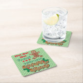 クリスマス・ジンジャーパンとドット スクエアペーパーコースター (インサイチュ)