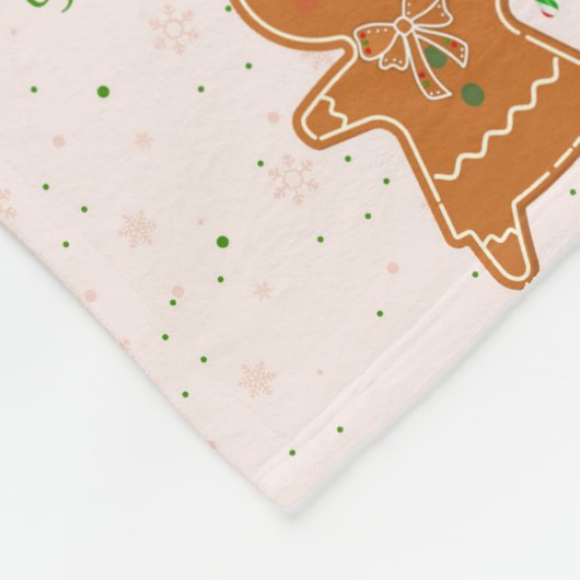 クリスマス・ジンジャーパンの女性 フリースブランケット (角)