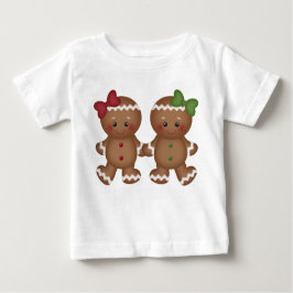 クリスマス・ジンジャーパンの赤ちゃん女の子のTシャツ ベビーTシャツ