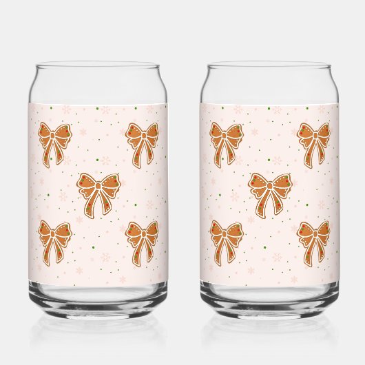 クリスマス・ジンジャーブレッドの女性と弓 ガラス缶 (裏面)