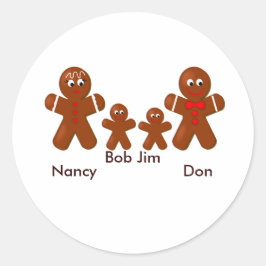 クリスマス・ジンジャーブレッド四人家族 ラウンドシール