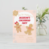 クリスマス・ジンジャーブレッド・クッキー性別がシャワーを明らかにする エンクロージャーカード (スタンド正面)