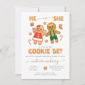 クリスマス・ジンジャーブレッド・クッキー性別がシャワーを明らかにする 招待状 (正面)