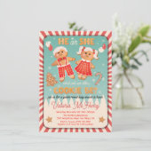 クリスマス・ジンジャーブレッド・クッキー性別がシャワーを明らかにする 招待状 (スタンド正面)