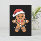 クリスマス ジンジャーブレッド サンタ 帽子 Xmas ライト 招待状 (スタンド正面)