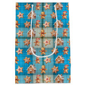 クリスマス・ジンジャーブレッド・ハウスと男性 ミディアムペーパーバッグ (裏面)