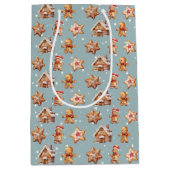 クリスマス・ジンジャーブレッド・ハウスと男性 ミディアムペーパーバッグ (正面)