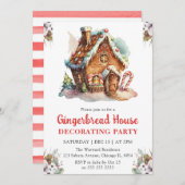 クリスマス・ジンジャーブレッド・ハウス飾り付けパーティー 招待状 (正面/裏面)
