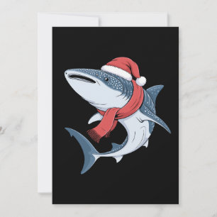 クリスマス ジンベイザメ サンタ 帽子 マフラー 海 魚 招待状