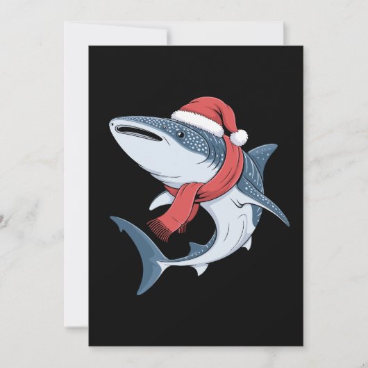 クリスマス ジンベイザメ サンタ 帽子 マフラー 海 魚 招待状 (正面)