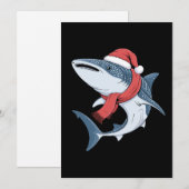 クリスマス ジンベイザメ サンタ 帽子 マフラー 海 魚 招待状 (正面/裏面)