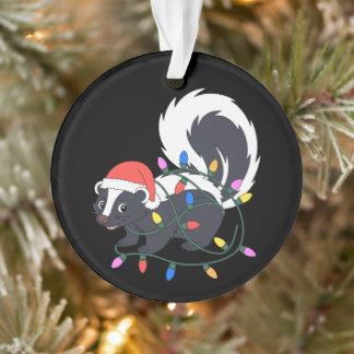 クリスマス・スカンク・サンタ帽子もつれたXmasライト オーナメント