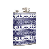 クリスマス、スカンジナビアフォークブルーとホワイト フラスク (右)