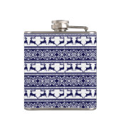 クリスマス、スカンジナビアフォークブルーとホワイト フラスク (裏面)