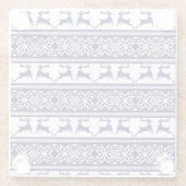 クリスマス、スカンジナビアフォークブルー&ホワイト ガラスコースター (裏面)