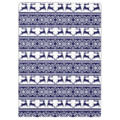 クリスマス、スカンジナビアフォークブルー&ホワイト クリップボード (裏面)