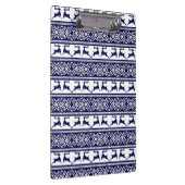 クリスマス、スカンジナビアフォークブルー&ホワイト クリップボード (右)