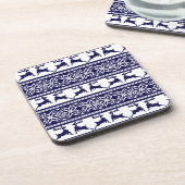 クリスマス、スカンジナビアフォークブルー&ホワイト コースター (左側)
