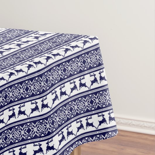 クリスマス、スカンジナビアフォークブルー&ホワイト テーブルクロス (インサイチュ)