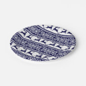 クリスマス、スカンジナビアフォークブルー&ホワイト ペーパープレート (アングル)