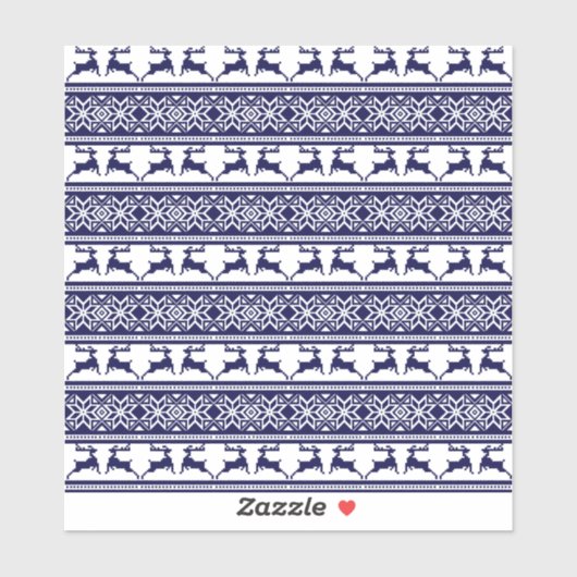 クリスマス、スカンジナビアフォーク青と白 シール (シート)