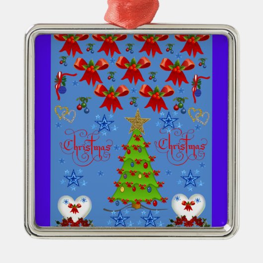 クリスマス・スクエアのプレミアムオーナメントライトブルー メタルオーナメント (正面)