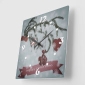 クリスマス スクエア壁時計 (傾斜)