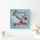 クリスマス スクエア壁時計 (ホーム)