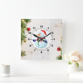 クリスマス スクエア壁時計 (ホーム)