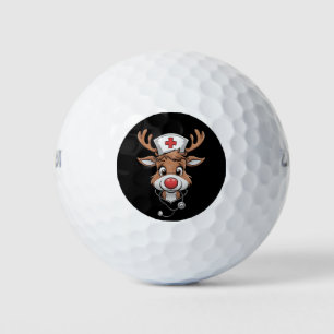 クリスマス スクラブトップ トナカイ ゴム手袋 看護師 ゴルフボール