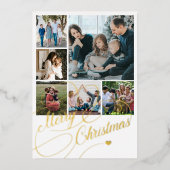 クリスマス スクリプト 6 枚の写真を並べた家族のカード 箔シーズンカード (正面)